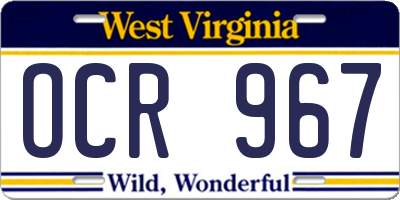 WV license plate OCR967