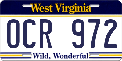 WV license plate OCR972