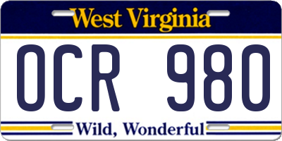 WV license plate OCR980