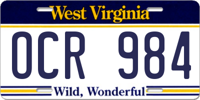 WV license plate OCR984