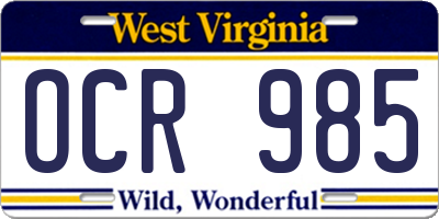 WV license plate OCR985
