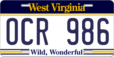 WV license plate OCR986