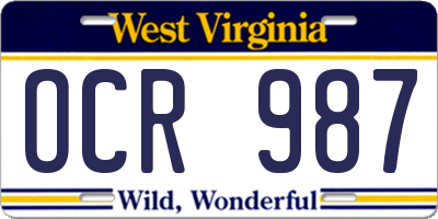 WV license plate OCR987