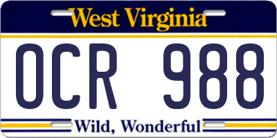 WV license plate OCR988