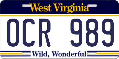 WV license plate OCR989