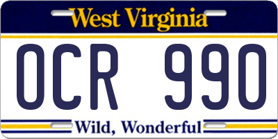 WV license plate OCR990