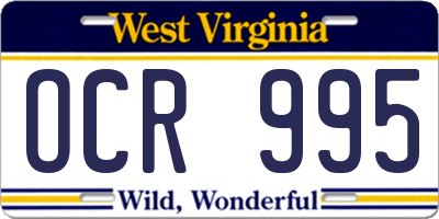 WV license plate OCR995