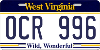 WV license plate OCR996