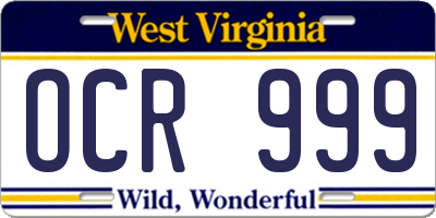 WV license plate OCR999