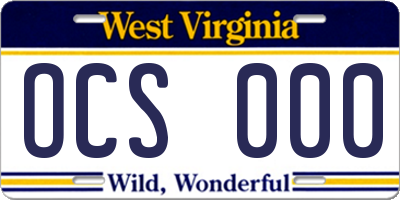 WV license plate OCS000