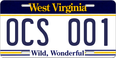 WV license plate OCS001