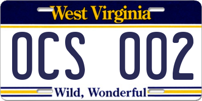 WV license plate OCS002