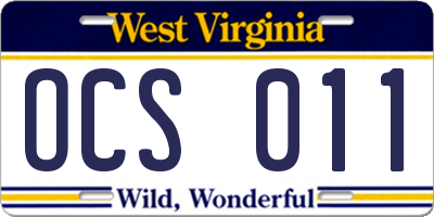 WV license plate OCS011