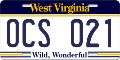 WV license plate OCS021