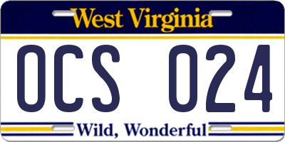 WV license plate OCS024