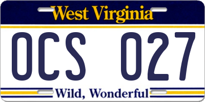 WV license plate OCS027
