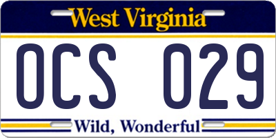 WV license plate OCS029