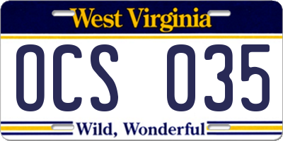 WV license plate OCS035