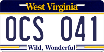 WV license plate OCS041