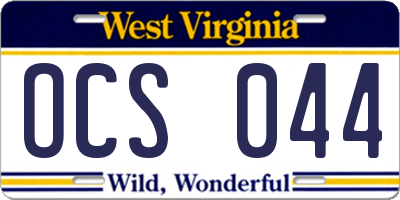 WV license plate OCS044