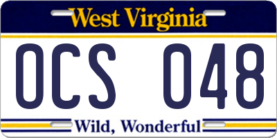 WV license plate OCS048