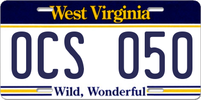 WV license plate OCS050