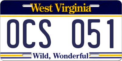 WV license plate OCS051