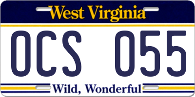 WV license plate OCS055