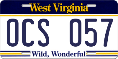 WV license plate OCS057
