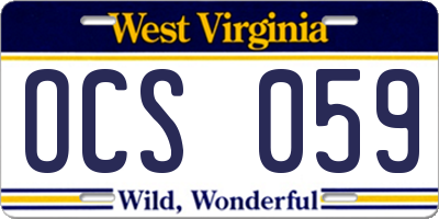 WV license plate OCS059