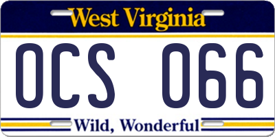 WV license plate OCS066