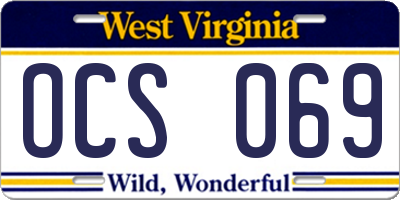 WV license plate OCS069