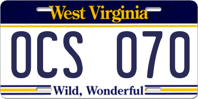 WV license plate OCS070