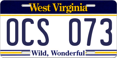 WV license plate OCS073