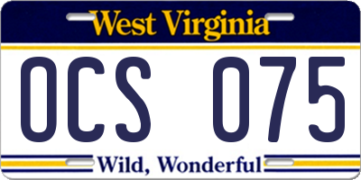 WV license plate OCS075