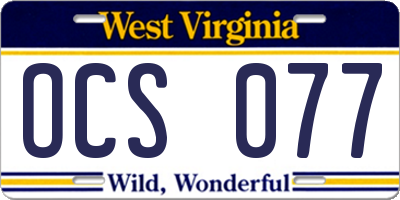 WV license plate OCS077