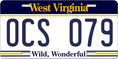 WV license plate OCS079