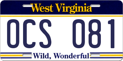 WV license plate OCS081