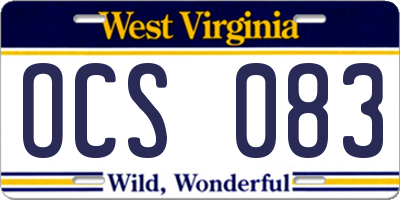 WV license plate OCS083