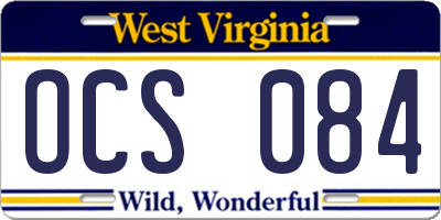 WV license plate OCS084