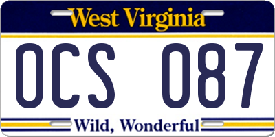WV license plate OCS087