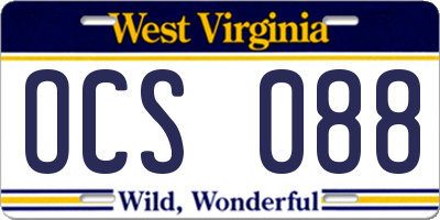 WV license plate OCS088
