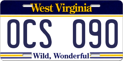 WV license plate OCS090