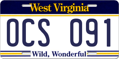 WV license plate OCS091