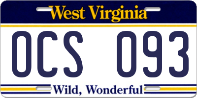 WV license plate OCS093