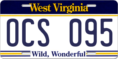 WV license plate OCS095