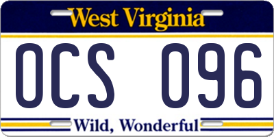 WV license plate OCS096