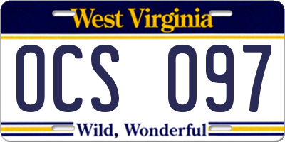 WV license plate OCS097