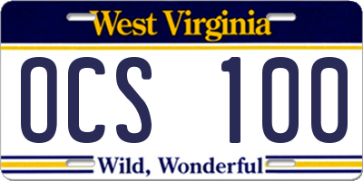 WV license plate OCS100
