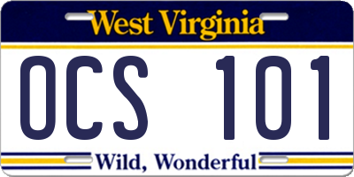 WV license plate OCS101